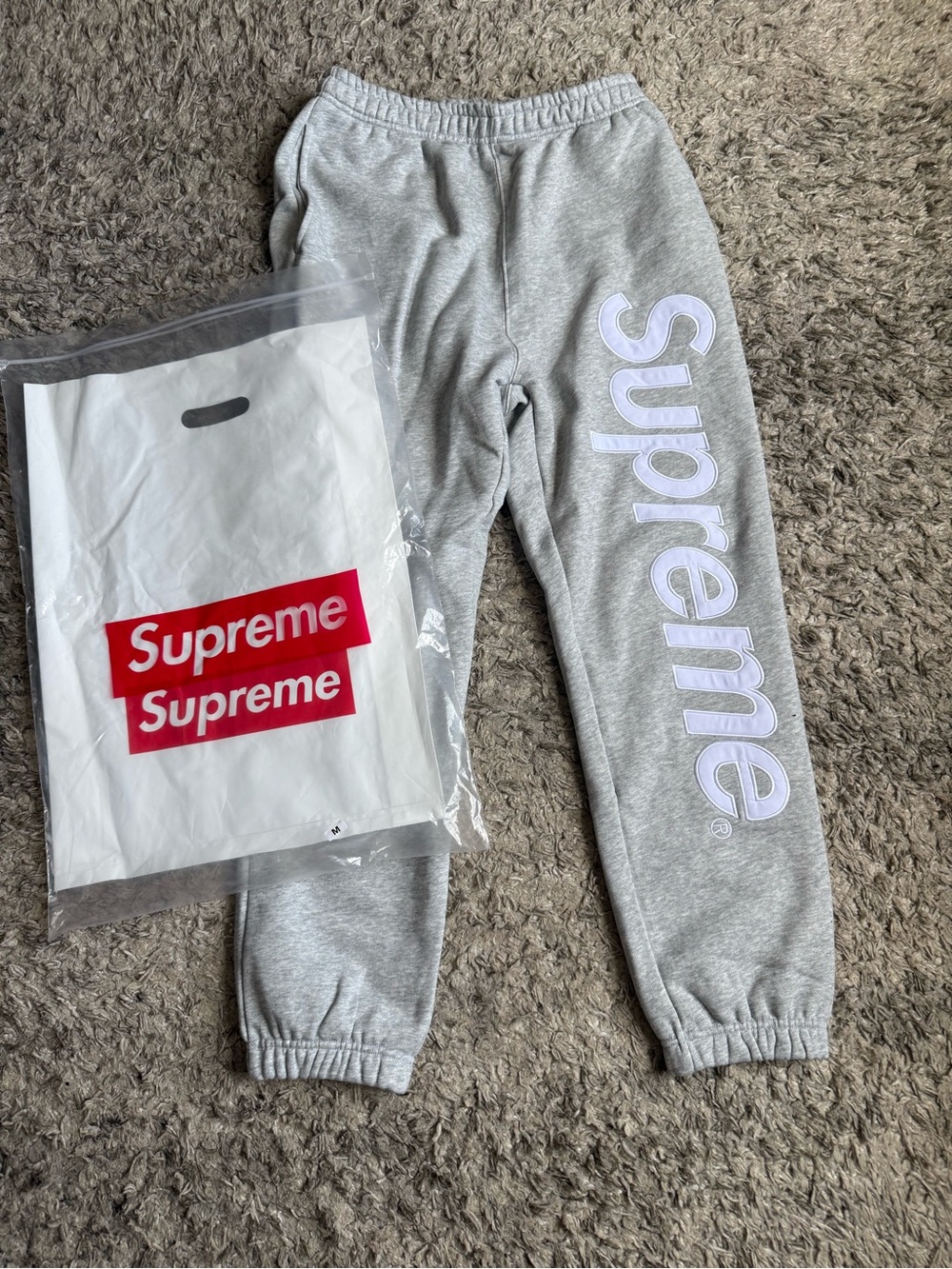 Supreme Grey Logo Sweatpants